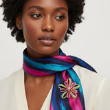 Brooch Large Pink Green Stone Loop Pearl Pin