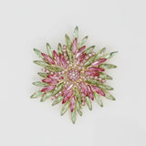 Brooch Pink Green Flower Gold Pin
