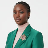 Brooch Pink Green Flower Gold Pin