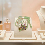 AKA Luminous Lipstick High Heel Green Gold Brooch