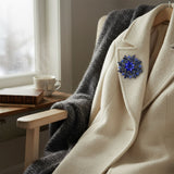 Brooch Large Navy Royal Blue Snowflake Flower Pin