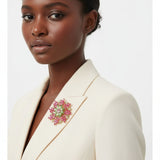 Brooch Large AKA Pink Green Snowflake Flower Pin