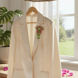 Brooch AKA Large Green Crystal Pink Rhinestone Pin