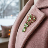 Brooch AKA Large Green Crystal Pink Rhinestone Pin