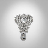 Brooch Large Blue Crystal and Rhinestone Silver Pin