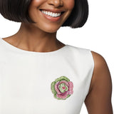 AKA Sorority Pink Green Silver Rose Brooch Pin