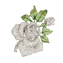Load image into Gallery viewer, Serene Elegance: XL Silver Aurora Rose Brooch
