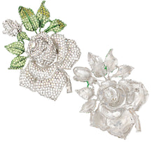 Cargar imagen en el visor de la galería, Serene Elegance: XL Silver Aurora Rose Brooch

