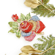 Load image into Gallery viewer, Brooch Rose Stoned Bloom Multicolor XL Pin Women
