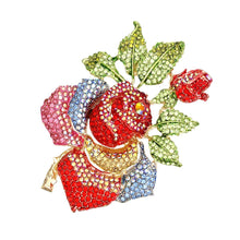 Load image into Gallery viewer, Brooch Rose Stoned Bloom Multicolor XL Pin Women
