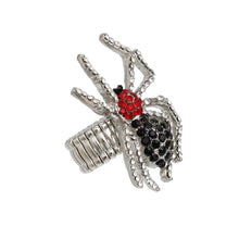 Load image into Gallery viewer, Cocktail Spooky Sparkle Silver Spider Stretch Ring
