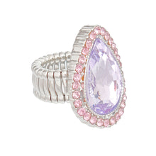 Load image into Gallery viewer, Cocktail Ring Lavender Glass Teardrop for Women
