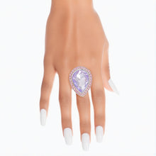 Load image into Gallery viewer, Cocktail Ring Lavender Glass Teardrop for Women
