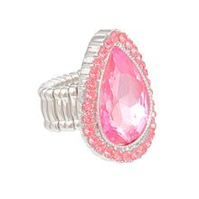 Load image into Gallery viewer, Cocktail Ring Pink Glass Teardrop for Women
