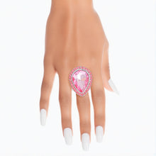 Cargar imagen en el visor de la galería, Cocktail Ring Pink Glass Teardrop for Women
