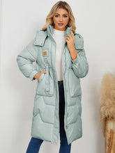 Cargar imagen en el visor de la galería, Long Sleeve Longline Hooded Winter Coat
