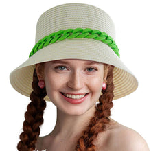 Load image into Gallery viewer, Green Chain Straw Bucket Hat
