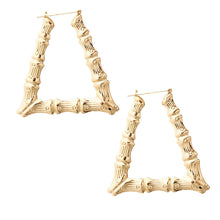 Cargar imagen en el visor de la galería, Gold Triangle Bamboo Hoop Earrings
