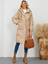 Cargar imagen en el visor de la galería, Long Sleeve Longline Hooded Winter Coat
