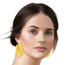 Load image into Gallery viewer, Yellow Daisy Covered Hoops
