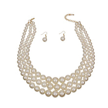 Load image into Gallery viewer, Luxurious Layers: Cream Pearl 3-Strand Gold Layered Necklace Set
