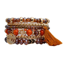 Load image into Gallery viewer, Brown Glass Love 6 Pcs Bracelets

