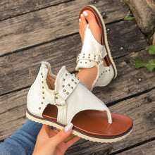 Cargar imagen en el visor de la galería, Studded Raw Hem Flat Sandals
