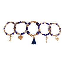 Cargar imagen en el visor de la galería, Blue Glass Bead Love Charm Bracelets
