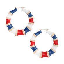 Load image into Gallery viewer, Red White Blue Color Bamboo Hoops
