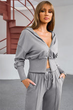 Load image into Gallery viewer, Dropped Shoulder Hoodie and Drawstring Pants Active Set
