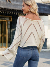 Load image into Gallery viewer, Openwork Boat Neck Long Sleeve Sweater
