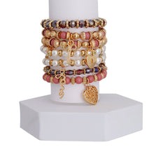 Cargar imagen en el visor de la galería, Mauve Bead and Pearl Love Bracelets

