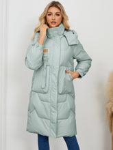 Cargar imagen en el visor de la galería, Long Sleeve Longline Hooded Winter Coat
