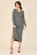 Load image into Gallery viewer, V-Neck Sweater Maxi Dress
