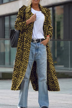 Cargar imagen en el visor de la galería, Leopard Collared Neck Long Sleeve Trench Coat
