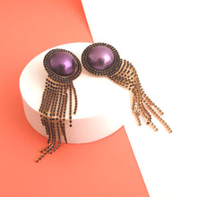 Cargar imagen en el visor de la galería, Purple Pearl Fringe Earrings
