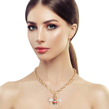 Cargar imagen en el visor de la galería, Red Striped Bee Chain Link Necklace
