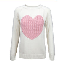 Cargar imagen en el visor de la galería, Love Heart Jacquard Round Neck Pullover Sweater
