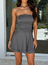 Load image into Gallery viewer, Ruched Layered Tube Mini Dress
