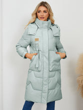 Cargar imagen en el visor de la galería, Long Sleeve Longline Hooded Winter Coat
