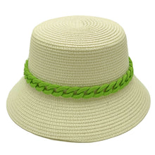 Load image into Gallery viewer, Green Chain Straw Bucket Hat

