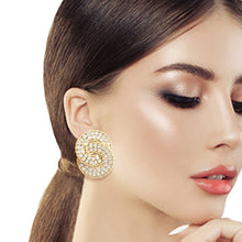 Load image into Gallery viewer, Gold Crystal Hooked Ring Studs
