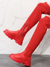 Load image into Gallery viewer, PU Leather Round Toe Platform Boots
