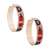 Red Black D Designer Wide Metal Hoops