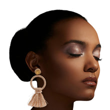 Cargar imagen en el visor de la galería, Metallic Pink Thread Tassel Earrings
