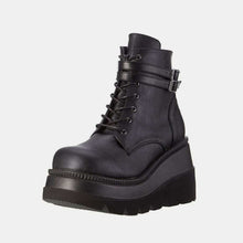 Cargar imagen en el visor de la galería, PU Leather Lace-Up Wedge Boots
