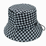 Black Gingham Draw String Bucket Hat