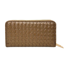 Cargar imagen en el visor de la galería, Zipper Wallet Bronze Woven Wristlet for Women
