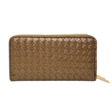 Cargar imagen en el visor de la galería, Zipper Wallet Bronze Woven Wristlet for Women
