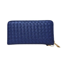 Cargar imagen en el visor de la galería, Zipper Wallet Navy Woven Wristlet for Women
